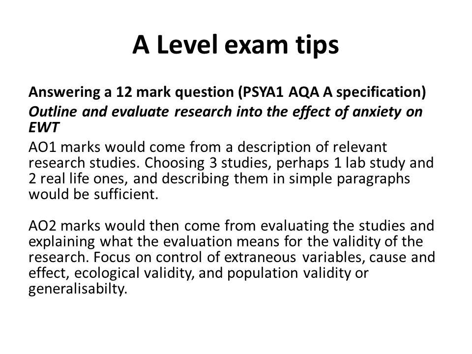 AQA Psychology Possible Psya1 12 Mark Questions